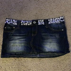 Jean jeweled mini skirt